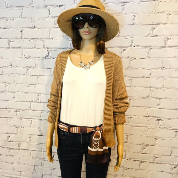 BANANA REPUBLIC,  open front chunky cotton cardigan in iced latte beige - Picture 10 of 11